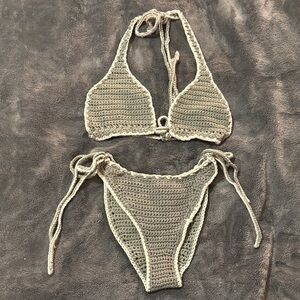 Elegant Crochet Bikini Set - Tan